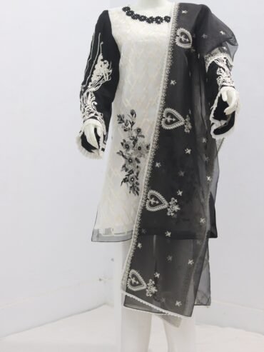 Pure Tissue fabric Emboridery Design 3 Piece Suit