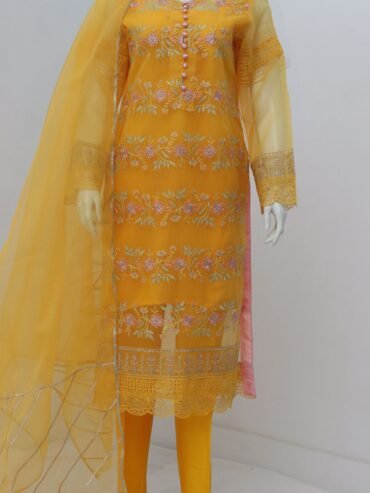 Pure Tissue Fabric  Emboridery Design 3 Piece Suit