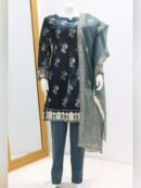 Pure Velet Fabric Embroidery & Block Print Work 3 Piece suit